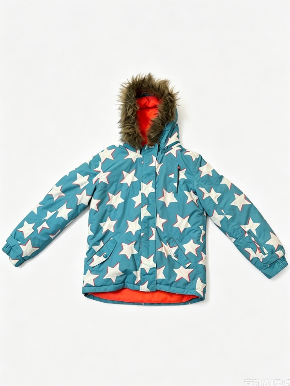 Boden Kids 15-16Y Girls Ski Snow Jacket Teal Star Print